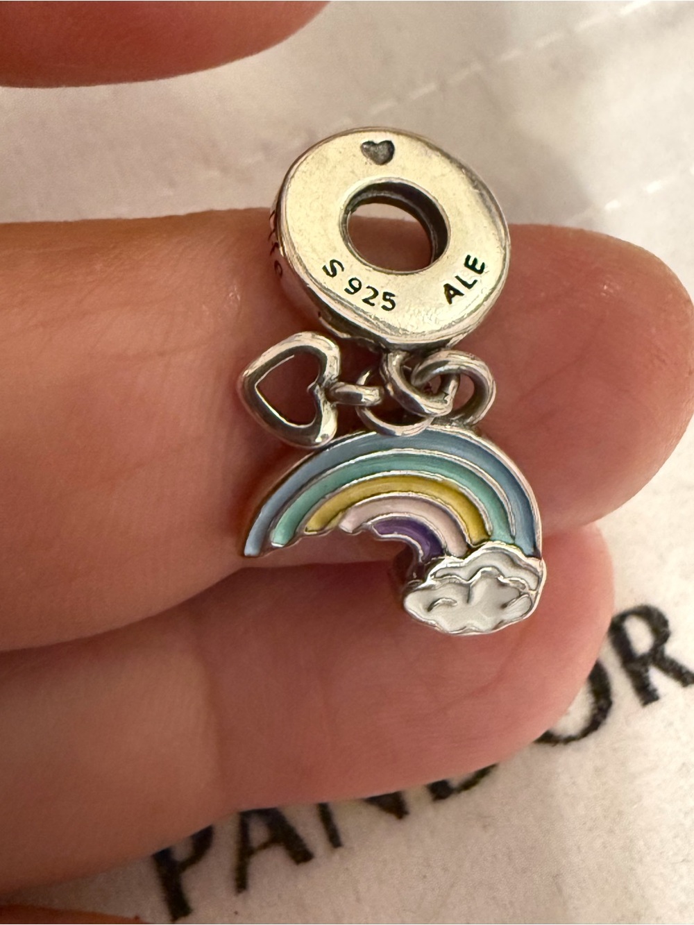 Pandora Sterling Silver Rainbow Dangle Charm with Pastel Enamel